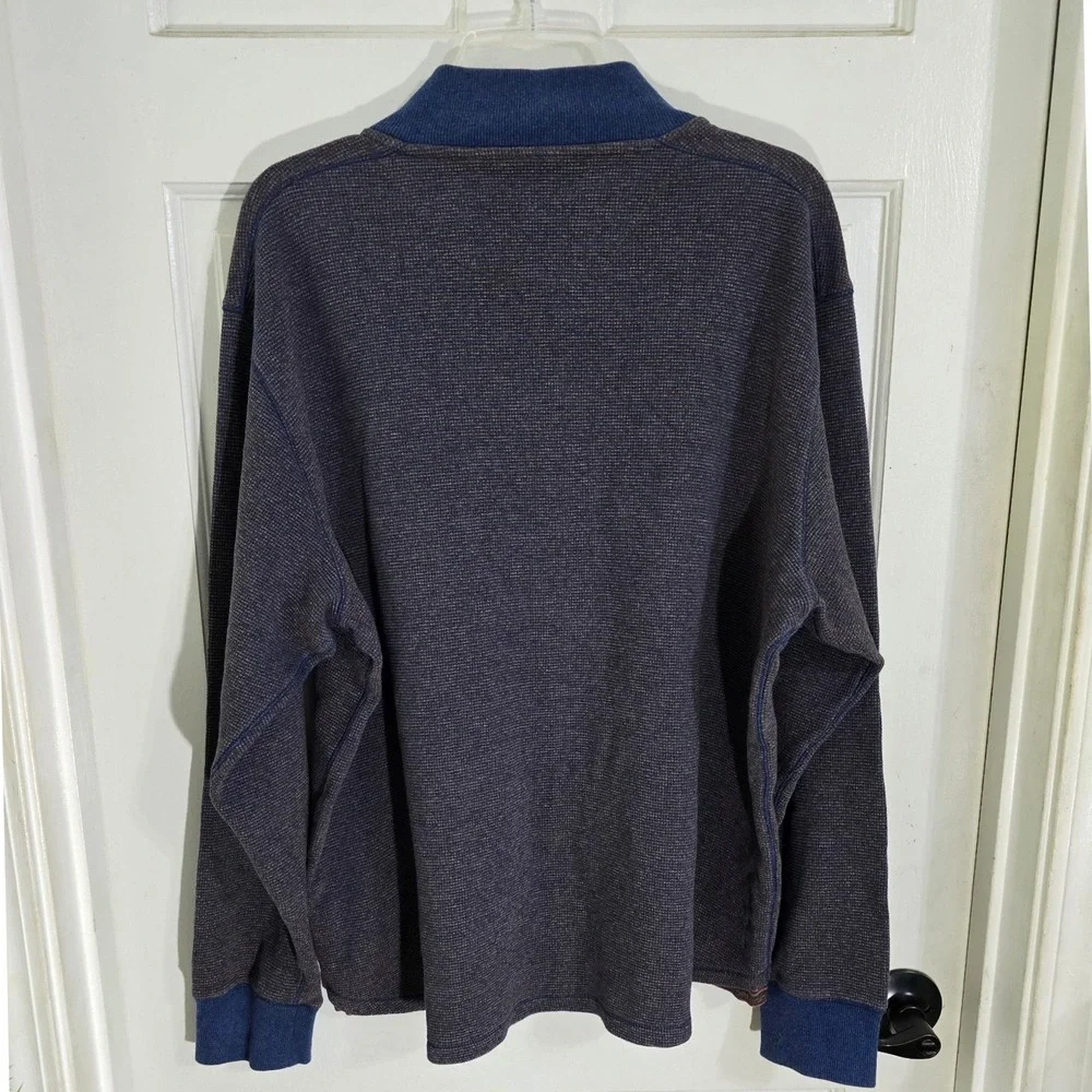 Robert Graham Mens XL Geometric Print Quarter Zip Pullover Sweater Blue Brown‎
